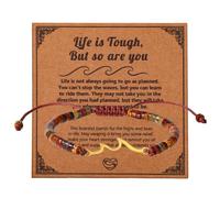 Mikovivi Cadeaux Inspirants pour Femmes, Pierre Naturelle Bracelet Vague la Vie est Dure Mais Toi Aussi Bijoux Courage Rétablissement Cadeaux d'Encouragement pour Amis, Sœur