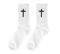 Mikovivi Chaussettes Croix pour Hommes et Femmes, Chaussettes de Prière Chrétiennes en Coton Doux et Respirant Bas de Foi en Jésus Cadeaux Religieux pour Papa Mari Amis Jeunesse