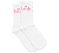 Mikovivi Chaussettes Mariée, Douces Coton Chaussettes Mariage Blanches avec Texte Rose Accessoire pour un Enterrement de Vie de Jeune Fille des Fiançailles un Anniversaire ou une Lune Miel