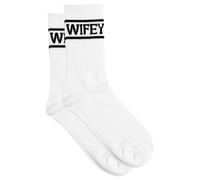 Mikovivi Chaussettes Wifey, Douces et Élégantes Chaussettes de Jeunes Mariés Indispensables pour la Lune de Miel Blanches avec Texte Noir Souvenir pour Femme Anniversaire Cadeau Mariage