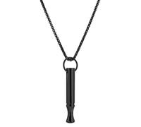 Mikovivi Collier de Respiration Pleine Conscience, Collier en Acier Titane Arrêt du Tabac Respiration Facile Médaillon Anti-Stress pour Femmes Hommes (Noir)