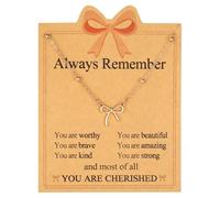 Mikovivi Collier en Acier Inoxydable Doré, Ajustable 45+5 cm Pendentif Nœud « Souviens-Toi Toujours Que tu es Précieuse » Bijou Cadeau pour Femme