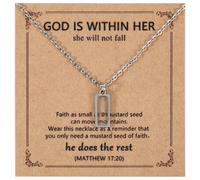 Mikovivi Collier Graine de Moutarde, Argent Acier Inoxydable Collier Pendentif Chrétien avec Carte Inspirant Collier de Foi Cadeau de Bijoux Religieux Chrétiens pour Femme