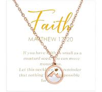 Mikovivi Collier Montagne Graine de Moutarde, Acier Inoxydable Collier de Graines de Moutarde avec Carte Inspirante Élégant de Foi Cadeaux Chrétiens pour Femme