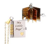 Mikovivi Collier Pendentif Livre Mon Petit Ange, Personnalisé Gravable Ouvrable Pendentif Livre avec 6 Pages Ajustable Bijou à Offrir par Maman ou Papa