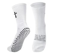Mikovivi Cross Chaussettes Grip, Unisexes Antidérapantes Foi Chrétiennes Chaussettes de Sport pour le Football le Basket-Ball Tennis les Entraînements de Gymnastique