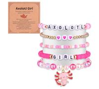 Mikovivi Ensemble Bracelets Axolotl, Jolis Bracelets Empilables en Perles Axolotl avec Carte Bijoux Kawaii Cadeau d'Anniversaire pour Filles Nièce