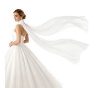 Mikovivi Foulard de Mariée, 300 cm de Long en Mousseline Blanche et Tulle Polyester Minimaliste Idéal pour la Cérémonie la Réception un Mariage en Petit Comité ou Une Séance Photo Mariage