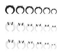 Mikovivi Lot de 18 Anneaux de Septum en Acrylique, Trois Couleurs en Forme de C pour Écarteurs de Nez Tailles 4G 6G 8G 10G 12G 14G (Noir, Blanc, Transparent)