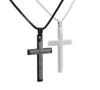 Mikovivi Lot de 2 Collier Croix Femme, Bijoux Religieux de Prière, Collier avec Pendentif en Croix de Jésus, Cadeaux de Bijoux Religieux pour Femmes
