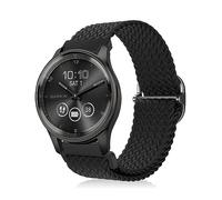 MiKoyi 20 mm Bracelet Compatible avec Garmin Forerunner 570 42 mm/Approach S50/Approach S44/Vivoactive 6/5, Nylon Tressé Réglable Sport Bracelet pour Garmin Forerunner 165/165 Music, Noir