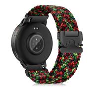 MiKoyi 22 mm Bracelet Compatible avec Amazfit Active Max/T-Rex 3 Pro 48 mm/Balance 2/Balance/Bip 6/5/5 Unity/Cheetah/Cheetah Pro, Nylon Tressé Réglable Sport Bracelet pour Amazfit GTR 4, Rouge Vert