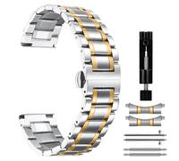 MiKoyi 22 mm Bracelet Compatibles avec Huawei Watch GT 5 Pro 46 mm/Watch GT 5 46 mm/Watch GT4 46 mm, Acier Inoxydable en Métal Bracelet de Remplacement Bracelet pour Huawei Watch Buds, Argent et Or