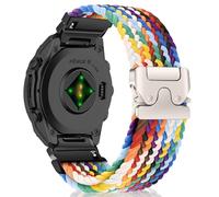 MiKoyi 26 mm QuickFit Bracelet Compatible avec Garmin Quatix 8 51 mm/Tactix 8 51 mm/Enduro 3/Fenix 8/Descent Mk3i, Nylon Tressé Réglable Sport Bracelet pour Garmin Fenix 8/7X/6X/5X, Arc-en-ciel