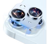 MiKoyi Caméra Arrière Protecteur Compatible avec iP 15 /iP 15 Plus Protection Lentille Aluminium Verre Trempé Protecteurs D’Objectif pour Phone 15/15 Plus - Bleu