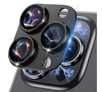 MiKoyi Caméra Arrière Protecteur Compatible avec iP 15 Pro/15 Pro Max Protection Lentille Aluminium Verre Trempé Protecteurs D’Objectif pour Phone 15 Pro/15 Pro Max - Noir