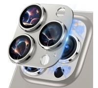 MiKoyi Caméra Arrière Protecteur Compatible avec iP 15 Pro/iP 15 Pro Max Protection Lentille Aluminium Verre Trempé Protecteurs D’Objectif pour 15 Pro/15 Pro Max - Gris