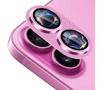 MiKoyi Caméra Arrière Protecteur Compatible avec iPhone 16 / iPhone 16 Plus, Objectifs Verre Trempé Protection Lentille Aluminium Protecteurs D’Objectif pour iPhone 16 / iPhone 16 Plus, Rose
