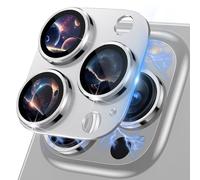 MiKoyi Caméra Arrière Protecteur Compatible avec Phone 15 Pro/iP 15 Pro Max Protection Lentille Aluminium Verre Trempé Protecteurs D’Objectif pour Phone 15 Pro/15 Pro Max - Argent
