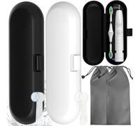 Mikqky 2 Pièces Boite Brosse a dent Voyage, Boite Brosse a Dent Electrique de Voyage, Boîte à Brosse à Dents électrique Portable, Boîte à Brosse à Dents électrique pour Braun Oral-B (Blanc + Noir)