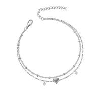 Mikqky 2 Pièces Bracelet Cheville Femme, Bracelet De Cheville Femme, Chaine De Cheville, Bouilloire De Pied Fine, Bouilloire De Pied En Pierre Zircone Cadeau (Argent, Or)