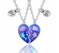 Mikqky 2 pièces C-ollier Best Friends, Collier Amitier, Colli-er BFF pour Filles, Coll-ier Pendentif Fille en Alliage, Collier Amitie Coeur Separable, Meilleurs Amis Coeur Pendentif Chaîne