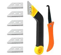 Mikqky 8 Pièces Grattoir Joint Carrelage, Outil de Décapant à Coulis, Enleve Joint, Ensemble d'Outils de Rechange à 6 Lames pour Le Nettoyage Des Murs et Des Sols de La Cuisine, De La Salle de Bain