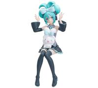 Miku Figurine Anime PVC Modèle Figurine Sitting Miku Action Figurine Bureau Maison Décoration Anniversaire Cadeau pour les fans, environ 6.69inch (17cm)