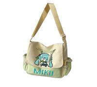Miku Sac à bandoulière Miku Sac à main Anime Miku Sac à main en toile verte Sac à bandoulière avec poche latérale Décontracté Léger Mode Grande Capacité Bandoulière Réglable Sacs à bandoulière, Jaune