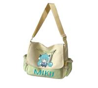 Miku Sac à bandoulière Miku Sac à main Anime Miku Sac à main en toile verte Sac à bandoulière avec poche latérale Décontracté Léger Mode Grande Capacité Bandoulière Réglable Sacs à bandoulière, Jaune