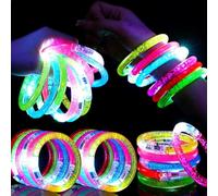 Mikulala Lot de 24 bracelets avec lumières LED s'allument dans l'obscurité, bonbonnières pour enfants et adultes