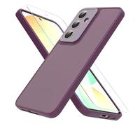 MIKULLE Mat Coque pour Samsung Galaxy S24 FE 5G avec 1 Verre trempé Protection, Antichoc Housse Case de PC Translucide Arrière avec Silicone TPU Bumper et Caméra Protecteur Etui - Rouge