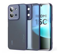 MIKULLE Mat Coque pour Xiaomi Redmi 15C 4G / 5G avec 1 Verre trempé Protection, Antichoc Housse Case de PC Translucide Arrière avec Silicone TPU Bumper et Caméra Protecteur Etui - Bleu