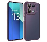 MIKULLE Mat Coque pour Xiaomi Redmi Note 13 4G avec 1 Verre trempé Protection, Antichoc Housse Case de PC Translucide Arrière avec Silicone TPU Bumper et Caméra Protecteur Etui - Rouge