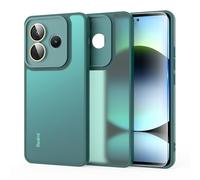 MIKULLE Mat Coque pour Xiaomi Redmi Note 14 4G avec 1 Verre trempé Protection, Antichoc Housse Case de PC Translucide Arrière avec Silicone TPU Bumper et Caméra Protecteur Etui - Vert foncé