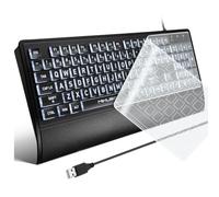 MIKUSO Clavier Rétroéclairé Grand Imprimé Noir pour Seniors et Basse Vision
