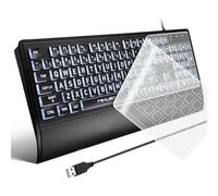 MIKUSO Grand clavier rétroéclairé pour ordinateur, grande touche filaire USB, clavier filaire pleine taille avec éclairage LED blanc, compatible avec ordinateur de bureau, ordinateur portable, PC