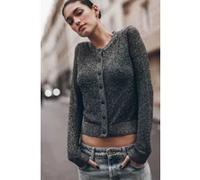 Mikuta The Dark Silver Sparkly Thin Knitted Cardigan Taille: XL | Cardigans Outlet | Femme | Gris