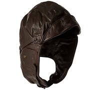 Mil-Tec Bonnet d’aviateur en cuir, Noir S marron