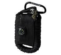 Mil-Tec Kit de survie PARACORD XL | Kit de survie complet, paracorde, mousqueton, boussole, noir | MLTC-16027702
