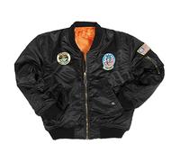 Mil-Tec Mixte Blouson Kids Ma1® avec Badges Noir Veste, Noir, M EU