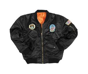 Mil-Tec Mixte Blouson Kids Ma1® avec Badges Noir Veste, Noir, M EU
