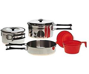 Mil-Tec Set de Cuisine 2 Personnes en Acier Inoxydable, Multicolore, 14,5 x 6,5 cm/13,5 x 6 cm/8 x 4 cm/16,5 x 3 cm.