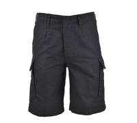 Mil-Tec Short Bermuda Style Armée Allemande Homme Moleskine Noir Pré-Lavé