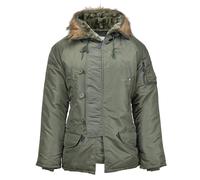 MIL TEC US Style Parka N3B Aviateur Capuche Fourrure Synthétique Chaude Olive