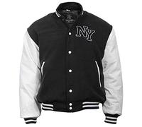 Mil-Tec Veste Base-ball Ny Av.patch Noir/Blanche Veste Mixte