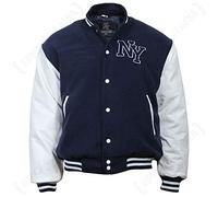 Mil-Tec Veste baseball Ny Av.patch Noir/Blanche Mixte XXL