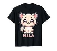 Mila Mignon Chat Design pour Fille Nom Mila T-Shirt