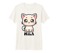 Mila Mignon Chat Design pour Fille Nom Mila T-Shirt Haut de Gamme