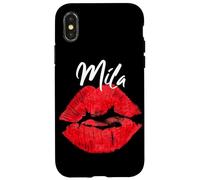 Mila Red Lips Prénom personnalisé Coque pour iPhone X/XS
